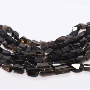 ลูกปัดควอตซ์สโมคกี้ทรงหยดน้ำเจียระไนด้วยเลเซอร์ขนาด 8-12 มม. ลูกปัดพลอยควอตซ์สโมคกี้ขัดเงา ลูกปัดควอตซ์สโมคกี้ทรงหยดน้ำแบบหลวม - Product Image 1