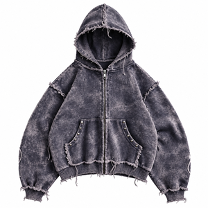 Vente en gros de sweats à capuche pour hommes avec fermeture éclair intégrale, 100% coton molletonné, logo brodé personnalisé, service OEM pour les détaillants de mode aux États-Unis - Product Image 6