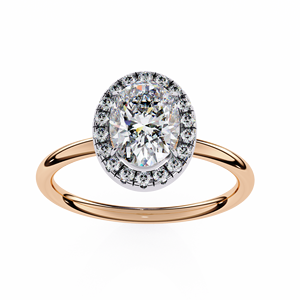 Anillos de Halo Modernos y Minimalistas para Compromiso, Boda o Aniversario, con Diamante Cultivado en Laboratorio de Corte Ovalado de 1 Quilate, E VS1, en Oro Sólido de 14K - Product Image 4