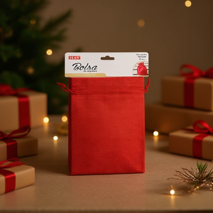 Sacchetto regalo in tela di juta rossa Ilan 9x12 cm 3 pezzi per regali - Product Image 3