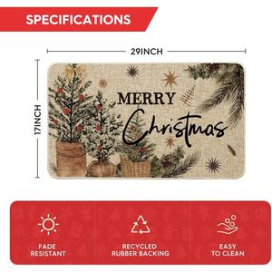 Tappeto Natalizio Holly Merry Christmas a Basso Profilo per Interni ed Esterni 17x, Tappetino Decorativo Invernale Natalizio per la Casa - Product Image 2