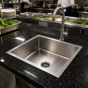 Brushed Stainless Steel 304 Grade <b>Kitchen</b> <b>Sink</b> Industrial Style Single Bowl Workstation Basin - Product Image 6