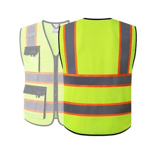 Chaleco Reflectante de Alta Visibilidad en Poliéster, Amarillo Fluorescente y Verde, Sin Mangas, con Cierre Frontal y Múltiples Bolsillos, Ropa de Trabajo - Product Image 2