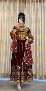 Customized Afghan Kuchi <b>Dress</b> Women Heavy Embroidery Velvet Fabric Afghan <b>Dress</b> Knee-Length Long Sleeves Breathable Casual <b>Dress</b> - Product Image 4