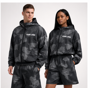 Custom Unisex Camo Windbreaker Jacket and Shorts <b>Set</b> Matching Windbreaker Shorts Couple <b>Set</b> Two Piece Windbreaker <b>Set</b> - Product Image 2