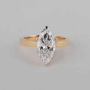 Bague en or jaune avec diamant taille marquise de 2 carats, bague de fiançailles classique pour femme - Product Image 1