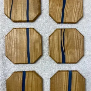 Epoxy Resin Wood <b>Coaster</b> Square Shape Home Decoration Wooden <b>Drinking</b> Cup <b>Coasters</b> Handmade Best Price with Holder Model - Product Image 5