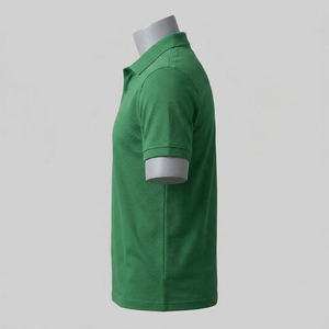 Polo de Manga Corta Verde para Hombre, Algodón Piqué, Color Sólido, Transpirable, Corte Regular, para Golf - Product Image 3