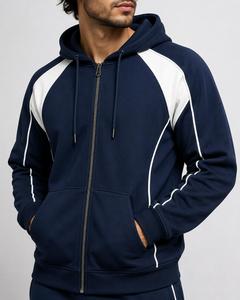 Sweat-shirt à capuche zippé pour homme, poche, 100% coton molletonné 280g, coupe classique, streetwear décontracté, écologique, séchage rapide, hiver, ODM - Product Image 1