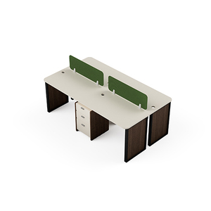Four-Seater Industrial Office Workstation Partition Panels 6-Drawer Solid Wood <b>Desk</b> Ergonomic Seating Arrangement for Commercial - Product Image 6