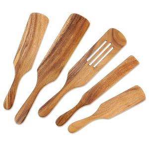 Spatule en bois de teck naturel à fentes, spatules en bois antiadhésives pour ustensiles de cuisine, spatule en bois de teck - Product Image 1