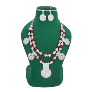 Oman Special Designer High Silver Plated Necklace for Women Indian Exclusive Designs Omani Vintage <b>Beads</b> Necklace Silver Ethnic - Product Image 4