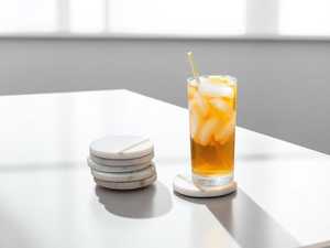 Sous-verre rond en marbre blanc, pierre naturelle, décoration de table basse, cadeau minimaliste pour la maison - Product Image 3