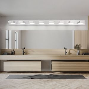Modern Chrome LED <b>Vanity</b> <b>Light</b> Sleek Minimalist 8-<b>Light</b> Wall Sconce Energy Efficient Easy to Install Bathroom <b>Mirror</b> - Product Image 4