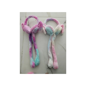 Orejeras de conejo de peluche rosas con bufanda de cola larga, orejeras de conejo de peluche con bufanda, orejeras cálidas y elegantes. - Product Image 3