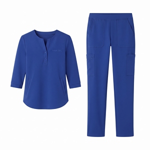 Ensemble de tenue médicale pour femmes, col en V, haut à manches courtes et pantalon jogger, pour infirmières et personnel de santé en milieu hospitalier - Product Image 4