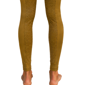 Leggings d'équitation taille haute marron moutarde pour femme, extensibles, en tissu texturé avec détail poche, pour cavalier - Product Image 6