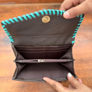 Hermoso diseñador, embrague tallado a mano, billetera de piel de vaca de Color turquesa, multiusos, diseño único, gran oferta, embrague - Product Image 5