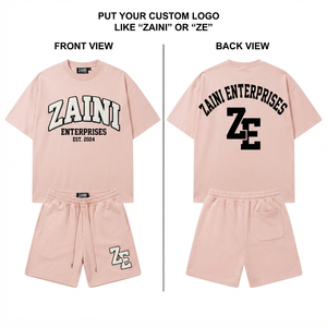 ZAINI Mens T Shirt Shorts Set 240 GSM 100% Polyester French Terry Solid <b>Purple</b> Custom Logo OEM ODM Breathable Summer Streetwear - Product Image 1