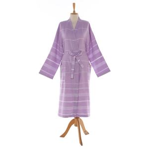 Venta al por mayor 100% Albornoz de algodón para mujeres logotipo personalizado lujo Unisex manga larga Hotel Spa Kimono bata ropa de dormir sin estampado Floral - Product Image 2