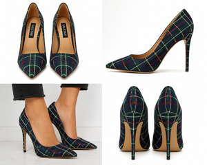 Salstar Custom Women Wedding Special <b>Tartan</b> Stiletto Heels Pointed Toe High Heel Pumps Fashion Plaid <b>Dress</b> Shoes - Product Image 2