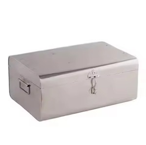 Ensemble de 2 coffres de rangement en métal noir mat, décoratifs, en fer thermolaqué, avec fermoirs en or rose - Product Image 2