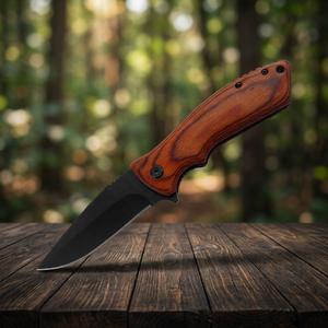 Custom Handmade Stainless Steel folding Knife with Pukka Wood Handle and Fine Leather Sheath Camping Knife outdoor knife edc - Product Image 1