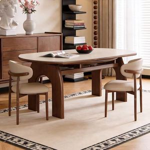 French-style Medieval Wooden Vintage Retractable Slate Dining <b>Table</b> <b>Chairs</b> Home Use <b>Foldable</b> <b>Table</b> Dual-purpose square Options - Product Image 3