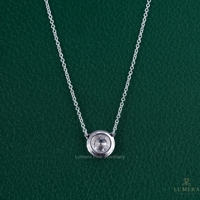 Collier pendentif solitaire en or massif 14 carats avec diamant de laboratoire taille brillant couleur D 1 carat certifié IGI, serti clos, style moderne et minimaliste