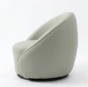 Sillón Giratorio de Diseño Moderno para Sala de Estar, Sillón Individual Curvo de PVC con Brazos Redondos - Product Image 5