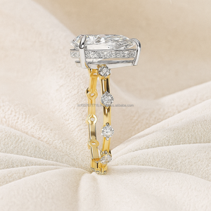 Anillo de moissonita original, pera de 3,00 quilates, corte brillante, moissonita de alta calidad, anillo de moissonita de compromiso de oro de 14K, regalo para ella - Product Image 4