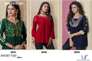 Modern Style 14Kg Rayon with Embroidered Short <b>Kurta</b>-Top Collection Manufacturer from India <b>Woman</b> Fashion Exporter - Product Image 6