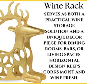 Luxury Gold Deer Shape Wine Bottle Holder Rack For Home Bar Dining <b>Table</b> Decorative Display And Gifting Purpose From India - Product Image 2