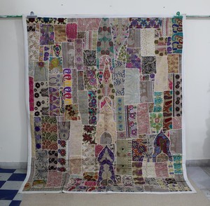 Tapiz de Pared de Algodón Bordado Indio Vintage, Colorido, Estilo Bohemio, Textil de Retazos, Arte Textil, Colcha para Boda, Alta Calidad - Product Image 5