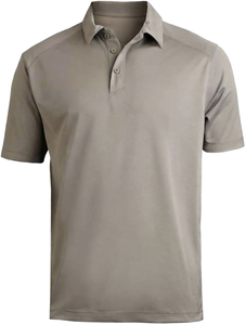 Chemise de golf kaki pour homme 100% polyester à manches courtes avec logo brodé sur le devant, séchage rapide, uniforme décontracté - Product Image 4