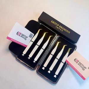 Pince à épiler de précision antistatique en acier inoxydable Getup Brosons, embout lisse avec découpe couronne et cœur, 10 mm, emballage boîte - Product Image 3