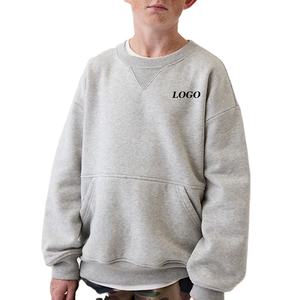 Sweat-shirt pour garçons à prix d'usine avec manches longues pour les acheteurs en gros avec épaules tombantes pour un ajustement décontracté avec poche kangourou pour l'hiver - Product Image 1