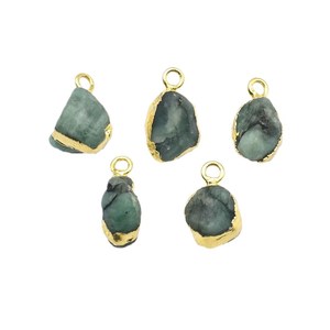 Natural Emerald <b>Crystal</b> Pendant <b>Raw</b> Edge Electroplated Gold Plated Gemstone Necklace Jewelry for Women - Product Image 1