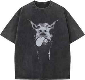 Oversized Men's T-Shirt With Dog Print Short Sleeve O-Neck Casual Jersey Cotton Tee <b>Animal</b> <b>Pattern</b> Front DTG Design Print Tee - Product Image 1