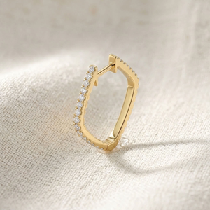 Pendientes de Aro de Oro de 18K con Diamantes Semipavimentados, Geométricos Cuadrados, Minimalistas, Modernos, para Uso Diario, Regalo para Mujer - Product Image 2