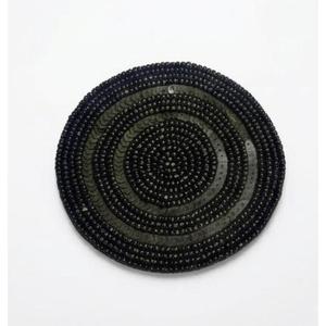 Handmade Black Beaded <b>Coaster</b> Round Decorative <b>Table</b> Mat Elegant Coffee Cup Holder Home Decor Gift Stylish Dining Accessory - Product Image 1