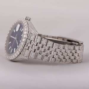 Montre pour homme, dernier design hip-hop, boîtier carré en quartz, verre 20 mm, diamant moissanite, acier inoxydable, clarté VVS, certifiée IGI - Product Image 4