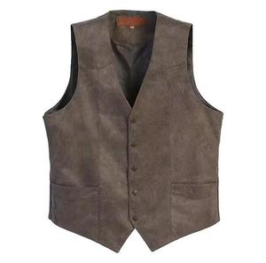 Chaleco de Motocicleta de Cuero Sintético Negro Transpirable Premium para Hombre, con Botones, Resistente al Viento, Bolsillos Laterales Ocultos - Product Image 2