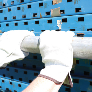 Custom Design <b>Heat</b> Resistant Cow Leather Working Gloves White Color Industrial Safety Full Palm Work Gloves With Elastic Cuff - Product Image 6