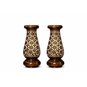 Hand-Carved Sheesham Wood Vase Wholesale | Inlay Floral Design | Moradabad - Product Image 1