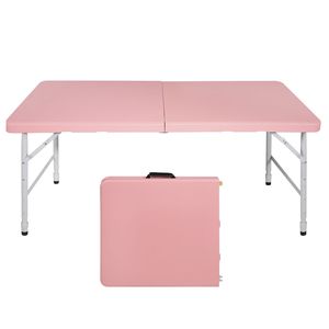 4ft Pink Foldable <b>Table</b> <b>Portable</b> Indoor and Outdoor with Maximum Weight Capacity of 135KG for Camping - Product Image 1
