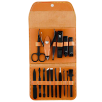 Vente en gros de kits de manucure et pédicure professionnels, durables, légers, réutilisables, luxueux, en acier inoxydable, avec étui de voyage