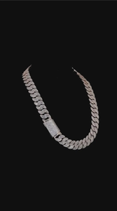 Cadena Cubana de Plata con Moissanita y Diamantes, Joyería Hip Hop, Cadena Cubana con Moissanita de Corte Baguette y Redondo - Product Image 5