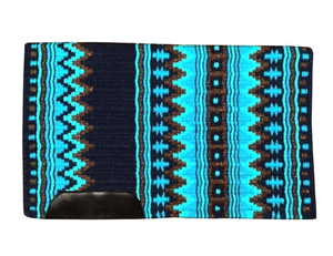 Almohadilla para Silla de Montar de Cuero PU Impermeable Azul Marrón con Patrón Geométrico Cómoda Personalizable Diseño Único para Montar a Caballo - Product Image 2