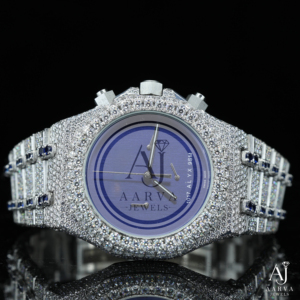 AARVA JEWELS นาฬิกาข้อมือผู้ชายสุดหรู 40 มม. สแตนเลสสตีล โครโนกราฟ คริสตัลแซฟไฟร์สีน้ำเงิน ตัวล็อคแบบซ่อน 3BAR กันน้ำ - Product Image 1